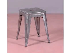 Banqueta baixa industrial em aço metálico (45cm) - Bistro - Metal
