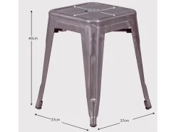 Banqueta baixa industrial em aço metálico (45cm) - Bistro - Metal