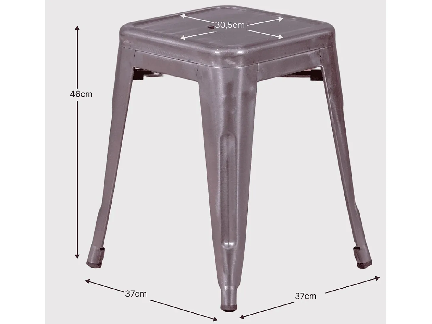 Banqueta baixa industrial em aço metálico (45cm) - Bistro - Metal