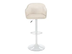 Banqueta de bar em tecido e metal - Altura ajustável - Creme e branco - CARSTEN