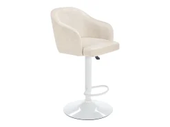Banqueta de bar em tecido e metal - Altura ajustável - Creme e branco - CARSTEN