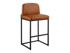Banqueta de Bar SucceBuy, Lote de 4, Cadeira de Bar em Couro PU Confortável, 68 cm de Altura, Assento de Cozinha com Encosto E Pés em Metal, Marrom