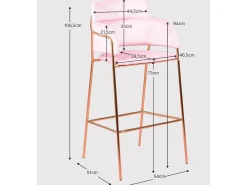 Banqueta de design estofada em veludo e pernas douradas - Cruiser - Cinza