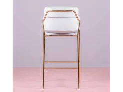 Banqueta de design estofada em veludo e pernas douradas - Cruiser - Cinza