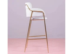 Banqueta de design estofada em veludo e pernas douradas - Cruiser - Cinza