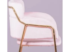 Banqueta de design estofada em veludo e pernas douradas - Cruiser - Rosa