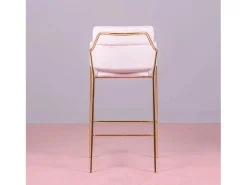 Banqueta de design estofada em veludo e pernas douradas - Cruiser - Rosa