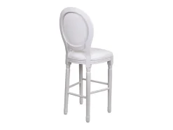 Banqueta de madeira com estofamento branco