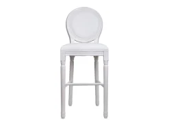 Banqueta de madeira com estofamento branco