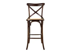 Banqueta de madeira e assento de rattan