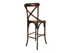 Banqueta de madeira e assento de rattan