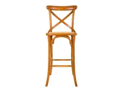 Banqueta de madeira e assento de rattan