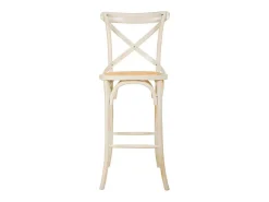 Banqueta de madeira e assento de rattan