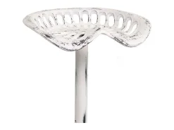 Banqueta de madeira e metal laqueado branco
