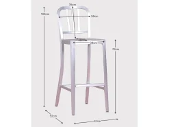 Banqueta de metal com encosto alto - Navi Army - Aluminio