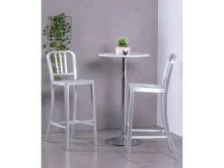 Banqueta de metal com encosto alto - Navi Army - Aluminio
