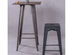 Banqueta empilhável de metal em aço (68cm) - Bistro - Preto