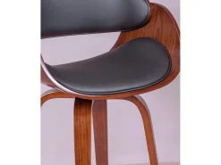 Banqueta escandinava em madeira de nogueira com almofada em couro sintético (66 cm) - Burrow - Preto