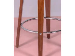 Banqueta escandinava em madeira de nogueira com almofada em couro sintético (66 cm) - Burrow - Preto
