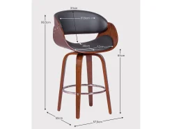 Banqueta escandinava em madeira de nogueira com almofada em couro sintético (66 cm) - Burrow - Preto