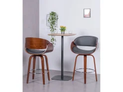 Banqueta escandinava em madeira de nogueira com almofada em couro sintético (66 cm) - Burrow - Preto