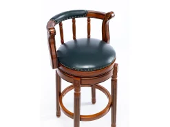 Banqueta giratória de bar - Assento em pele azul - Cor nogueira 54,8x54,8x66cm