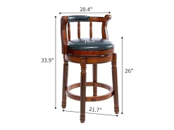 Banqueta giratória de bar - Assento em pele azul - Cor nogueira 54,8x54,8x66cm