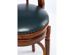 Banqueta giratória de bar - Assento em pele azul - Cor nogueira 54,8x54,8x66cm