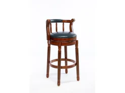 Banqueta giratória de bar - Assento em pele azul - Cor nogueira 54,8x54,8x66cm