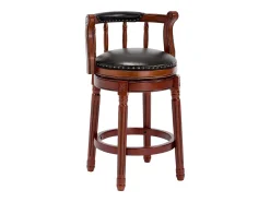 Banqueta giratória de bar - Assento em pele preta - Cor nogueira 54,8x54,8x66cm
