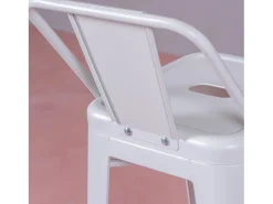 Banqueta industrial de metal com encosto baixo (76cm) - Bistro - Branco