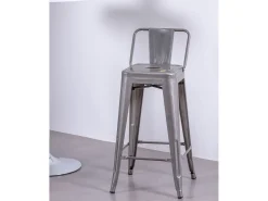 Banqueta industrial de metal com encosto baixo (66cm) - Bistro - Metal