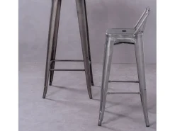 Banqueta industrial em aço metalizado com encosto baixo (76cm) - Bistro - Metal