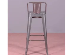 Banqueta industrial em aço metalizado com encosto baixo (76cm) - Bistro - Metal
