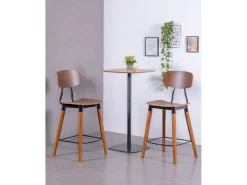 Banqueta industrial em madeira de nogueira - Copine - Noz
