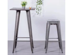 Banqueta industrial empilhável em aço metalizado (76cm) - Bistro - Metal