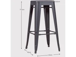 Banqueta industrial empilhável em aço metalizado (76cm) - Bistro - Metal
