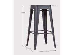 Banqueta metálica em aço lacado (76cm) - Bistro - Preto