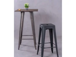 Banqueta metálica em aço lacado (76cm) - Bistro - Preto