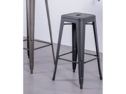 Banqueta metálica em aço lacado (76cm) - Bistro - Preto