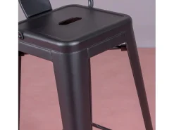 Banqueta metálica em aço lacado com encosto alto (76cm) - Bistro - Preto