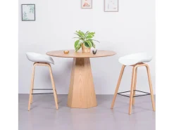 Banqueta nórdica com pernas em faia (63cm) - Daxer - Branco