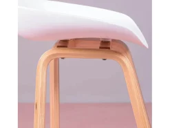 Banqueta nórdica com pernas em faia (63cm) - Daxer - Branco