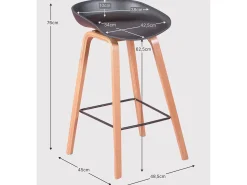 Banqueta nórdica com pernas em faia (63cm) - Daxer - Cinza claro