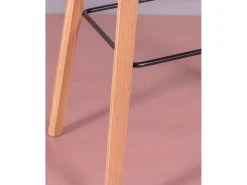 Banqueta nórdica com pés em madeira de faia (75cm) - Daxer - Branco