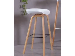 Banqueta nórdica com pés em madeira de faia (75cm) - Daxer - Branco