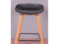 Banqueta nórdica com pés em madeira de faia (75cm) - Daxer - Preto
