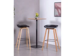 Banqueta nórdica com pés em madeira de faia (75cm) - Daxer - Preto