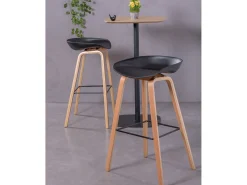 Banqueta nórdica com pés em madeira de faia (75cm) - Daxer - Preto