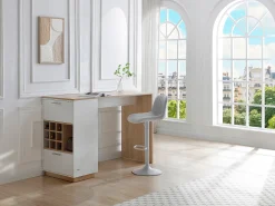 Bar com espaço para armazenamento - Branco e natural - ANOSKI